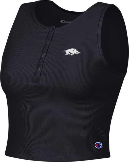Arkansas Razorbacks Women's Henley Cropped Tank Top