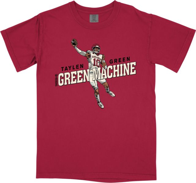 Arkansas Razorbacks #10 Taylen Green Football Short Sleeve T-Shirt