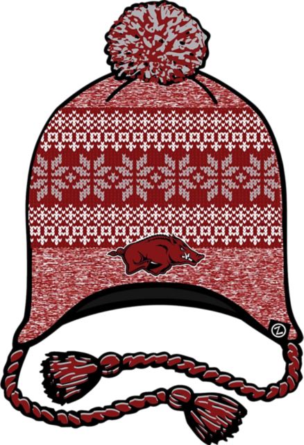 Arkansas Razorbacks Ear Flaps Pom Beanie