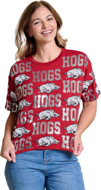 Arkansas Razorbacks Women's Sequin Short Sleeve T-Shirt