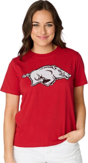 Arkansas Razorbacks Women's Sequin Short Sleeve T-Shirt