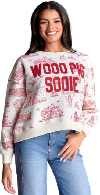 Arkansas Razorbacks Women's Team Toile Crewneck Sweatshirt
