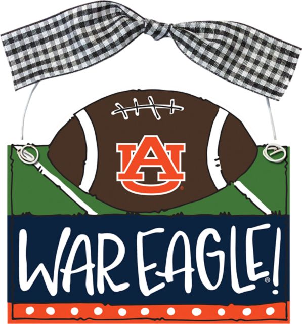 Auburn Tigers Wood Football Ornament