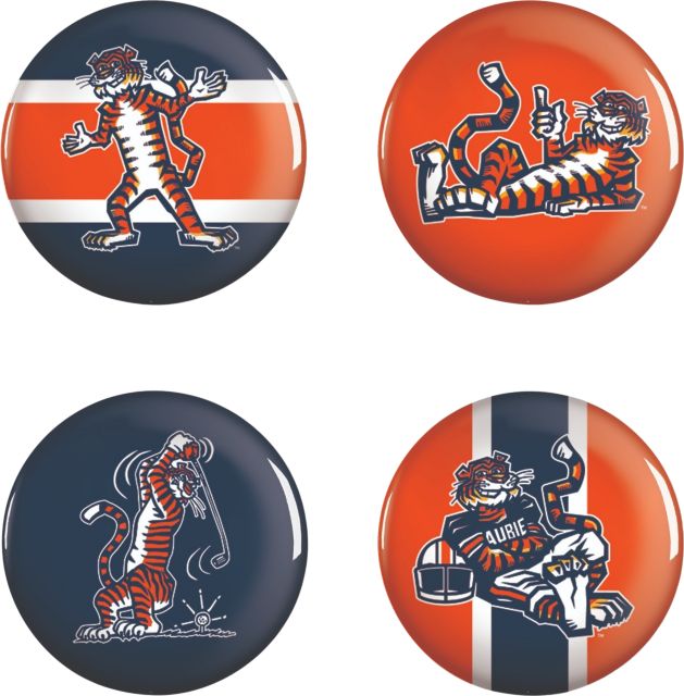 Auburn Tigers Golf and Football Buttons - Pack of 4