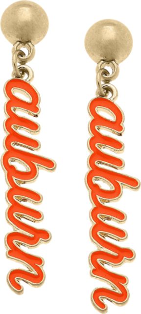 Auburn Tigers Women's Auburn Tigers Enamel Script Earrings in Orange