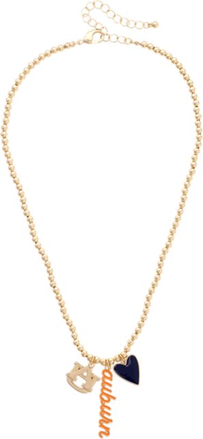Auburn Tigers Women's Auburn Tigers Ball Bead Charm Necklace in Shiny Gold