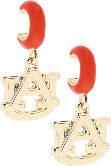 Auburn Tigers Women's Auburn Tigers Logo Huggie Hoop Earrings in Orange/Shiny Gold