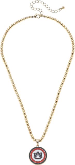 Auburn Tigers Women's Auburn Tigers Pave Disc Necklace in Shiny Gold