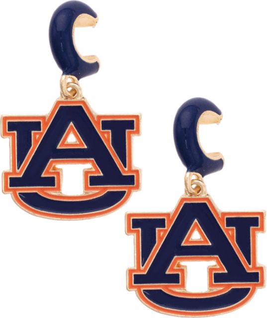 Auburn Tigers Women's Auburn Tigers Enamel Logo Huggie Hoop Earrings in Navy