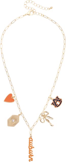 Auburn Tigers Women's Auburn Tigers Paper Clip Charm Collector Necklace in Shiny Gold