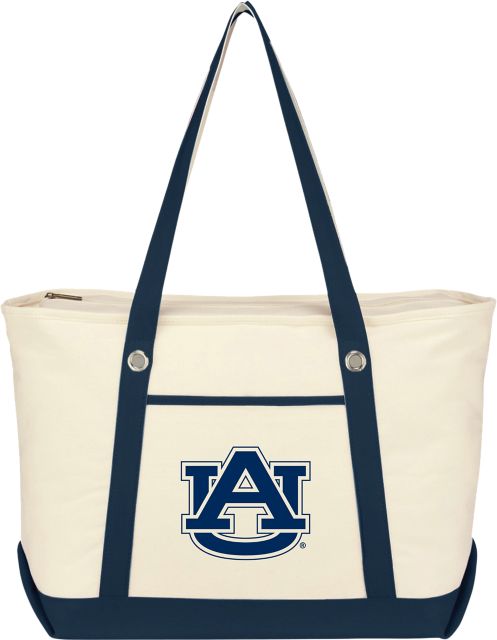 Auburn Tigers Canvas Zippered Tote Bag