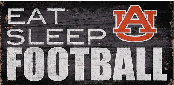 Auburn Tigers 'Eat Sleep Football' 6" x 12" Wood Sign