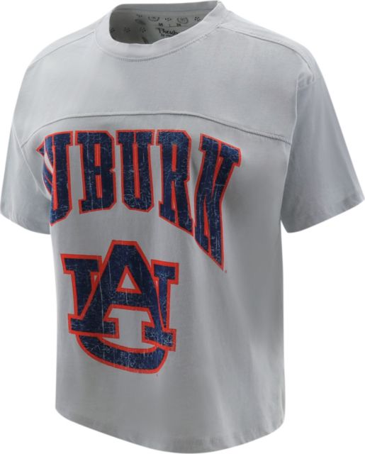 Auburn Tigers Pieced Vintage Waist-Length Short Sleeve Crew Neck T-Shirt