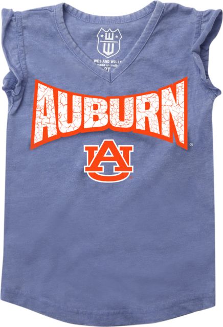 Auburn Tigers Girl's Burn Out Cracked Name Ruffle T-Shirt