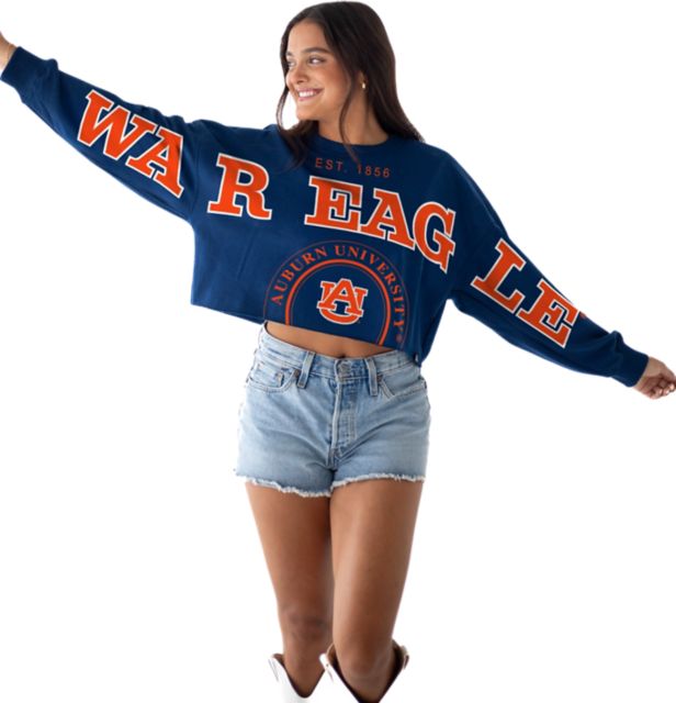 Auburn Tigers Women's Cropped Long Sleeve Tee with Oversized Screenprint