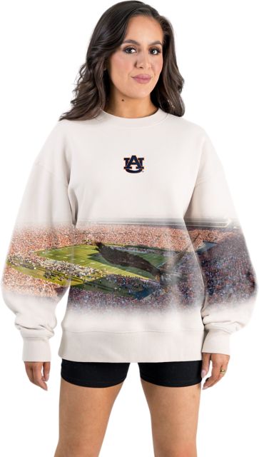 Auburn Tigers Women's Landscape Print Premium Crewneck Sweatshirt with Ribbed Neckline and Cuffs