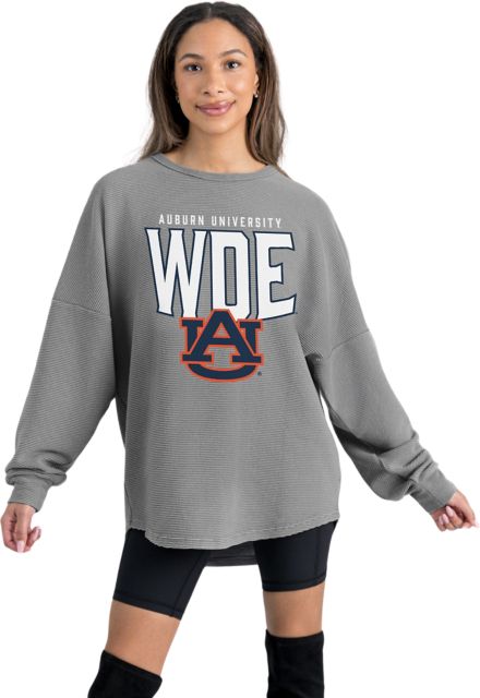 Auburn Tigers Women's Crewneck Essential Corded Pullover with Ribbed Knit Cuff Detail
