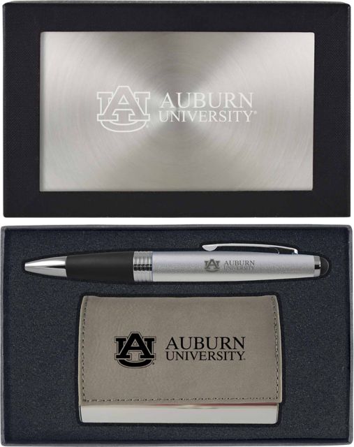 Auburn Tigers Business Card Holder & Pen Set
