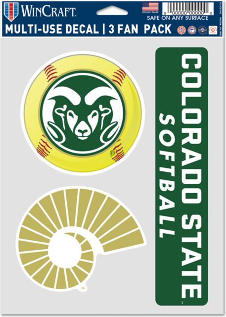 Colorado State Rams Softball Multi Use 3 Pack Decal