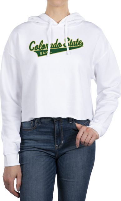 Colorado State Rams Script Applique Women's Cropped Fleece Hoodie