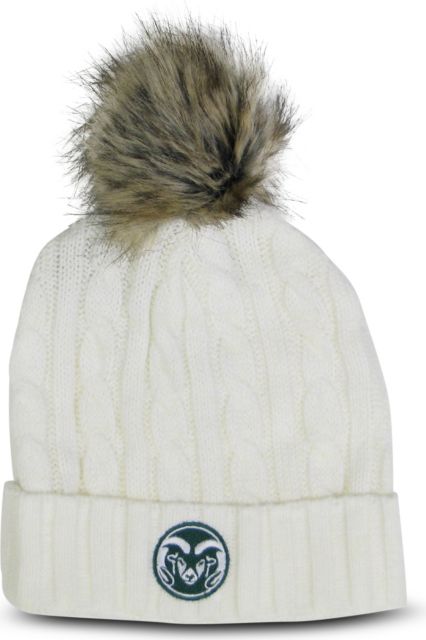 Colorado State Rams Faux Fur Pom Marled Cable Beanie