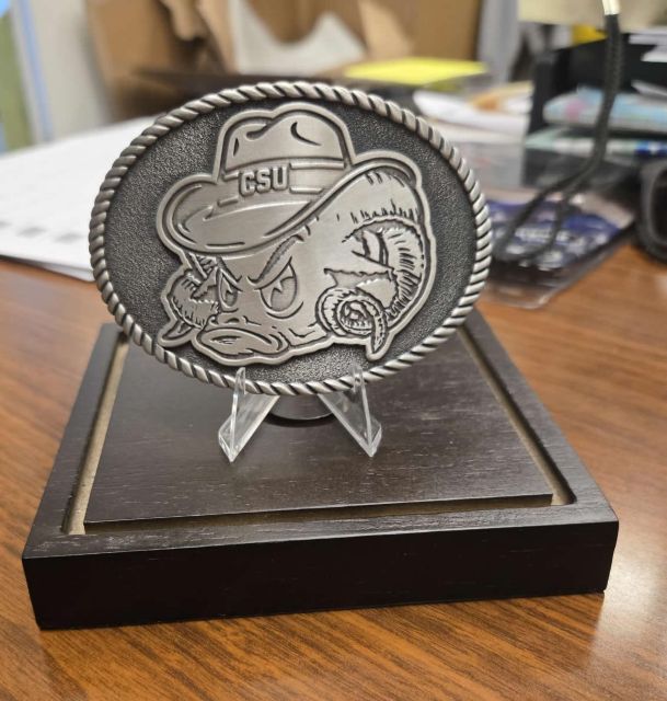 Colorado State Rams Rodeo 4" Pewter Belt Buckle