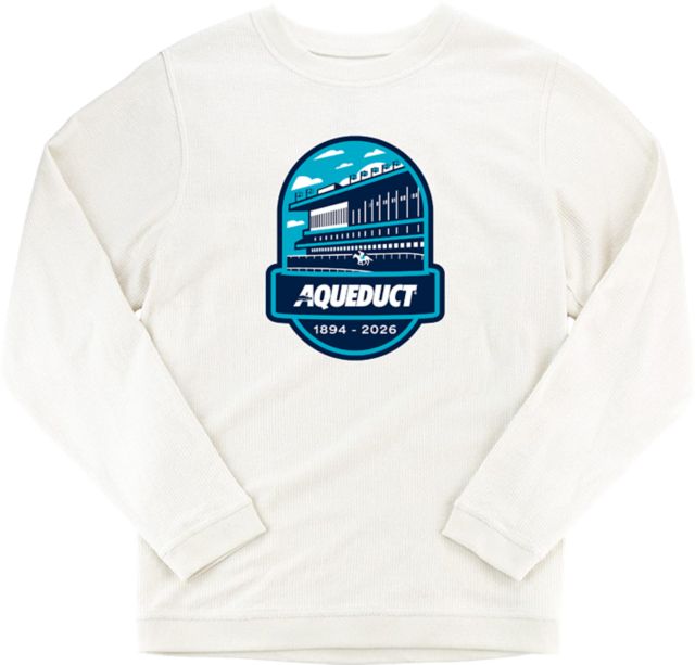 NYRA Boxercraft Womens Cream Corded Crew Aqueduct Farewell Logo - ONLINE ONLY