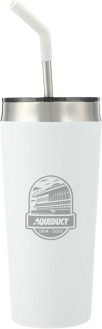 NYRA Faye Vacuum Tumbler w/ Stainless Steel Straw 20 oz Aqueduct Farewell Logo BW Engraved - ONLINE ONLY