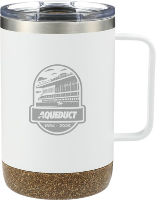 NYRA Valhalla Vacuum Insulated Camp Mug 14oz Aqueduct Farewell Logo BW Engraved - ONLINE ONLY
