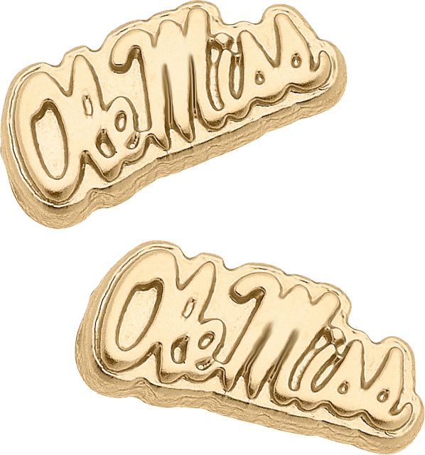 Ole Miss Rebels Gold Stud Earrings