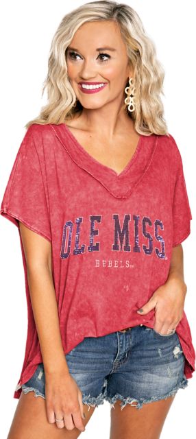 Ole Miss Rebels Women's V-Neck Short Sleeve T-Shirt