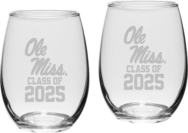 Ole Miss Rebels Class of 2025 Set of 2 - 21 oz Stemless Wine Glass - ONLINE ONLY