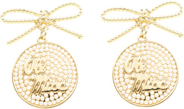 Ole Miss Rebels Pearl Medallion Earrings