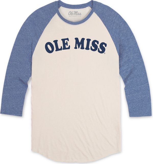 Ole Miss Rebels Groovy Team Arc Unisex Tri-Blend 3/4 Raglan Sleeve T-Shirt