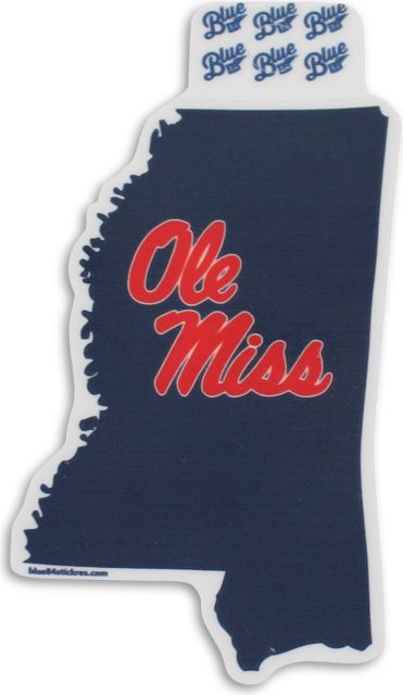 Ole Miss Rebels State Shape Name Overlap Sticker