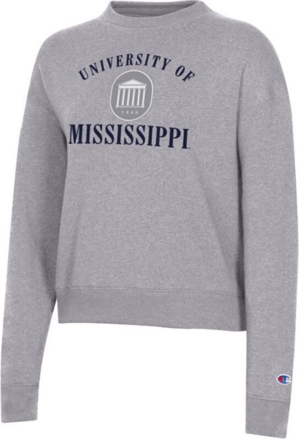 Ole Miss Rebels Stamp Seal Women's Triumph Fleece Pullover Crewneck Grey