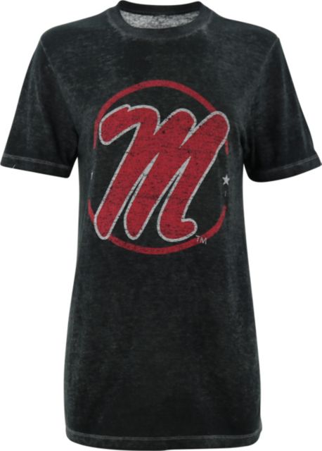 Ole Miss Rebels End Zone Acid Wash Boyfriend Short Sleeve T-Shirt