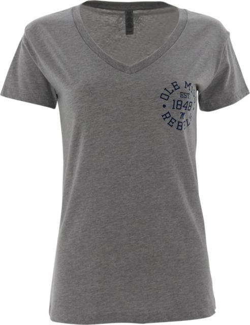 Ole Miss Rebels Est Circle Left Chest Women's Relaxed V-Neck T-Shirt