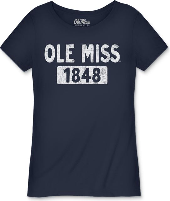Ole Miss Rebels Simple Stamp Women's Crew Short Sleeve T-Shirt
