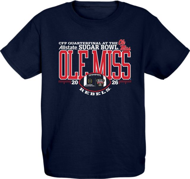 Ole Miss Rebels Football 2025 Sugar Bowl Bound Youth Short Sleeve T-Shirt
