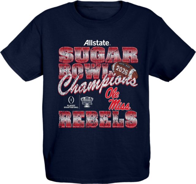 Ole Miss Rebels Football 2026 Sugar Bowl Champions Youth Short Sleeve T-Shirt