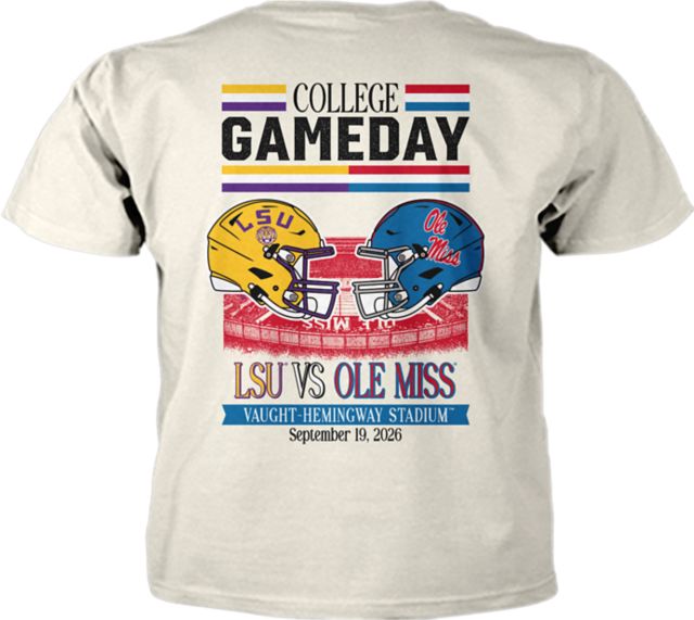 Ole Miss Rebels Football ESPN College Gameday Match-Up Helmet Youth Short Sleeve T-Shirt