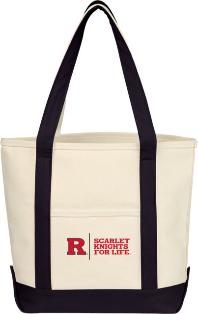 Rutgers Cotton Canvas Tote Bag Scarlet Knights For Life Flat - ONLINE ONLY