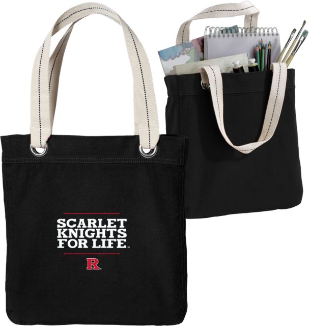 Rutgers Allie Canvas Tote Scarlet Knights For Life Stacked - ONLINE ONLY