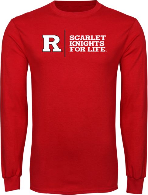 Rutgers Red Long Sleeve T Shirt Scarlet Knights For Life Flat - ONLINE ONLY