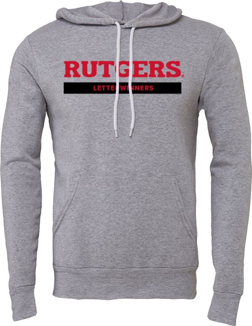 Rutgers Bella + Canvas Fleece Hood Rutgers Letterwinners Block - ONLINE ONLY
