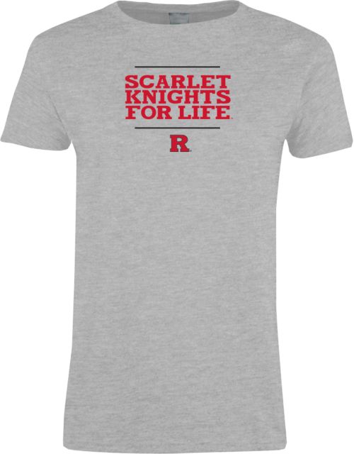 Rutgers Womens Short Sleeve Tee Scarlet Knights For Life Stacked - ONLINE ONLY