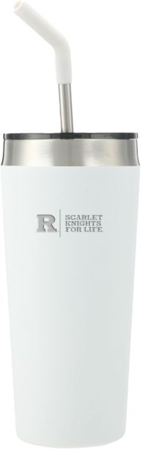 Rutgers Faye Vacuum Tumbler w/ Stainless Straw 20 oz Scarlet Knights For Life Flat Engraved - ONLINE ONLY