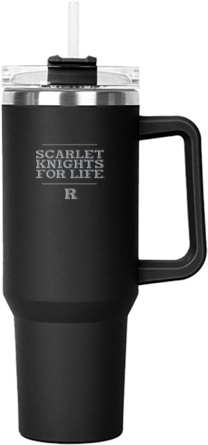 Rutgers Hippo Mug & Straw Lid with Twist Closure 40 oz Scarlet Knights For Life Stacked Engraved - ONLINE ONLY