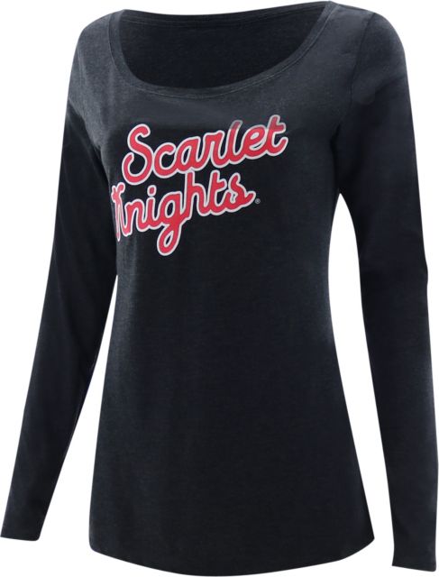 Rutgers Scarlet Knights 70S Team Script Women's Tri-Blend Scoop Long Sleeve T-Shirt